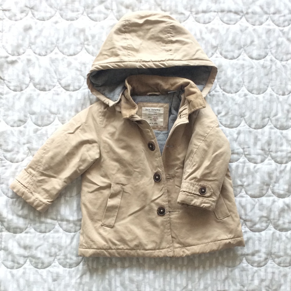 EUC Zara padded trench coat baby boy